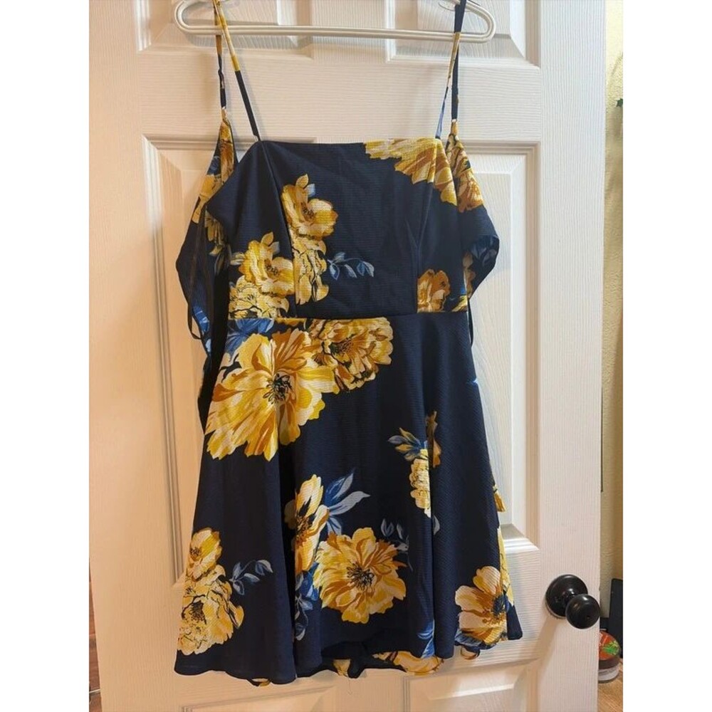 Navy floral dress with bow